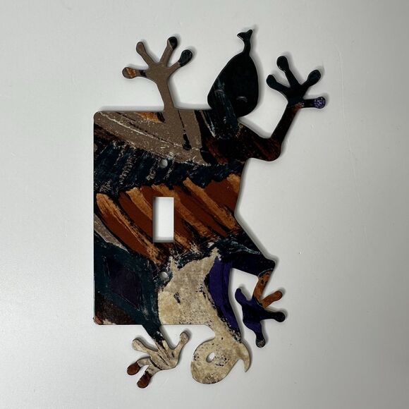 Southwestern Gecko Lizard Single Light Switch Plate Cover Metal Reversible - Picture 7 of 7